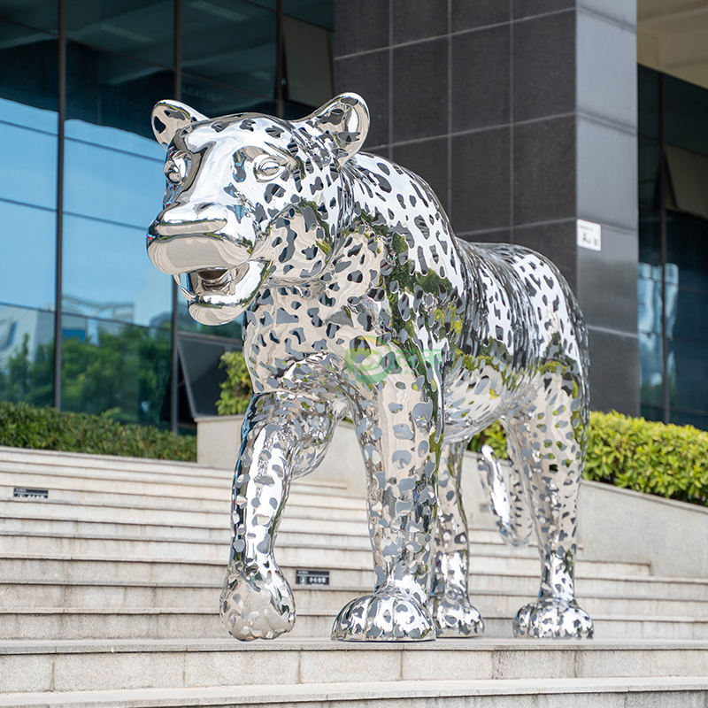 Leopard Stainless Steel Sculpture