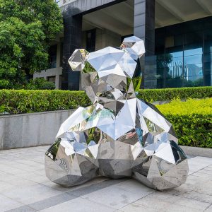 Bear stainless steel sculpture metal animal (6)